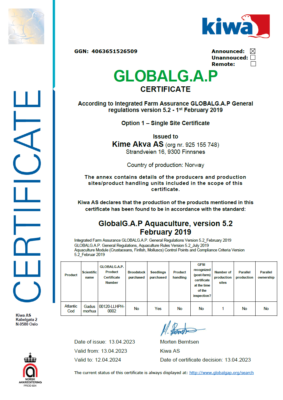 Sertifikat for Global GAP